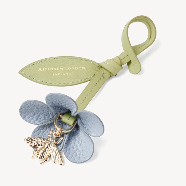 Wildflower & Bee Charm Sky Blue Pebble