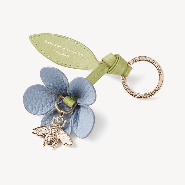 Wildflower & Bee Keyring Sky Blue Pebble