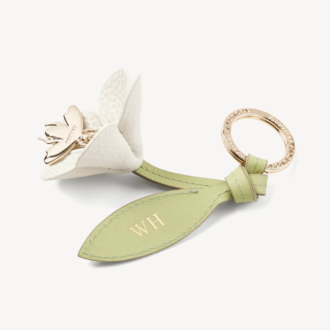 Wildflower & Bee Keyring Chalk White Pebble