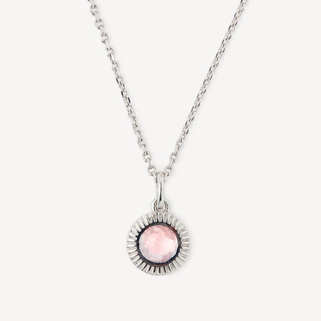 Gemstone Pendant Necklace Rose Quartz & Sterling Silver 925