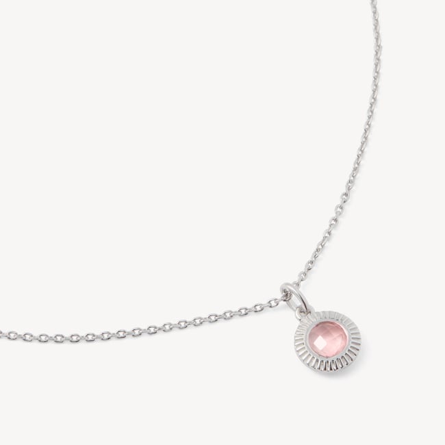 Gemstone Pendant Necklace Rose Quartz & Sterling Silver 925