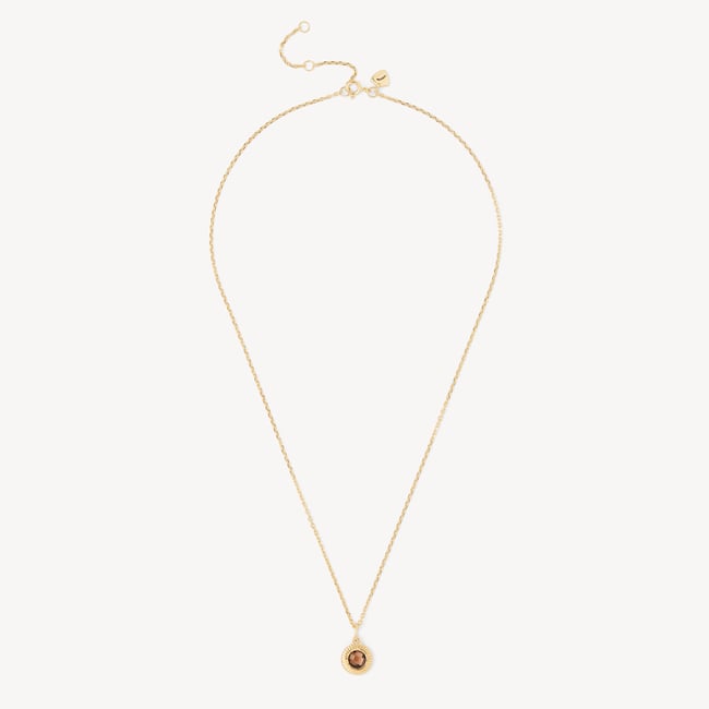 Gemstone Pendant Necklace Smoky Quartz & 18ct Gold Vermeil