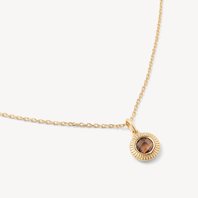Gemstone Pendant Necklace Smoky Quartz & 18ct Gold Vermeil