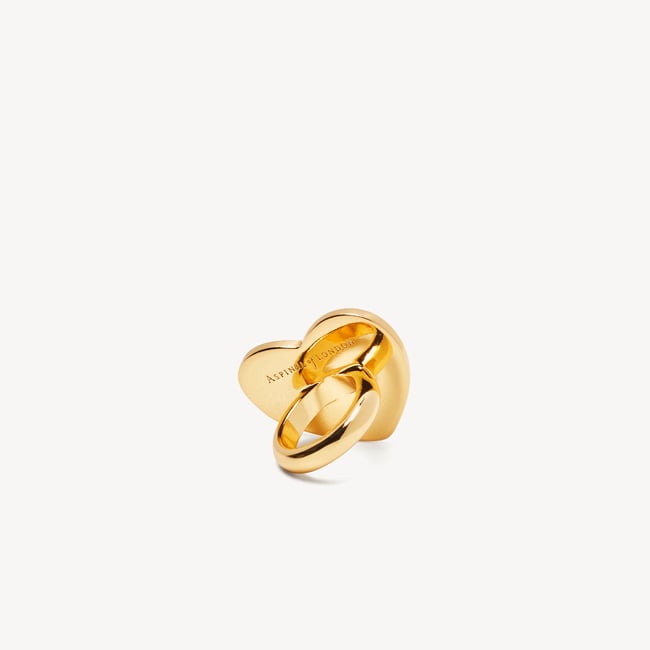 Enamel Heart Skinny Scarf Ring Red Enamel & 18ct Gold Plated