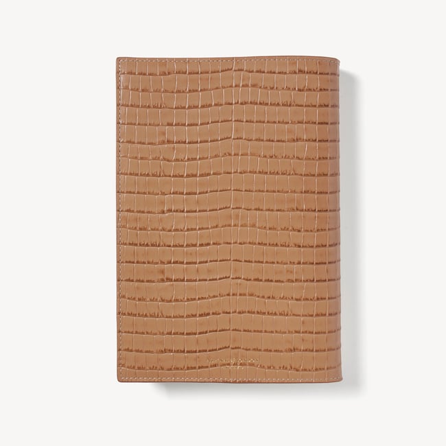 A5 Refillable Luxury Journal Deep Shine Caramel Small Croc with Soft Suede Lining