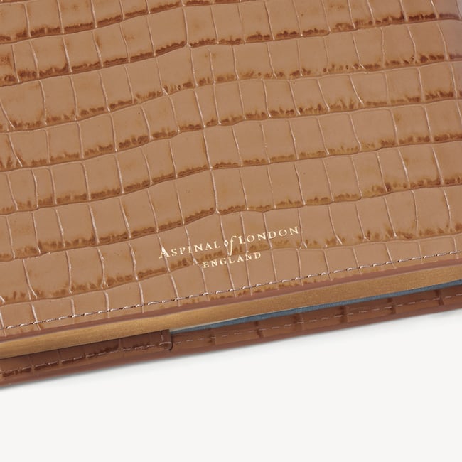 A5 Refillable Luxury Journal Deep Shine Caramel Small Croc with Soft Suede Lining