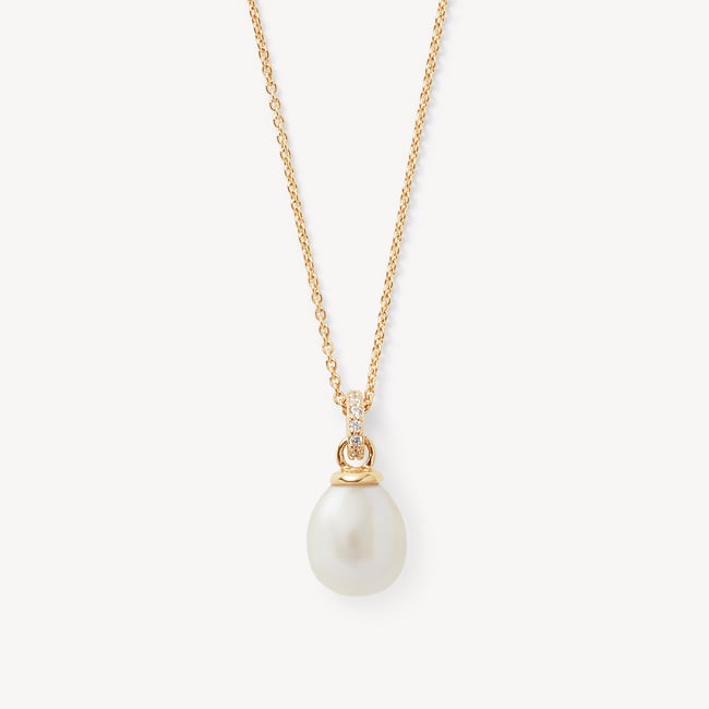 Diamond & Pearl Pendant Necklace 0.03ct Diamond