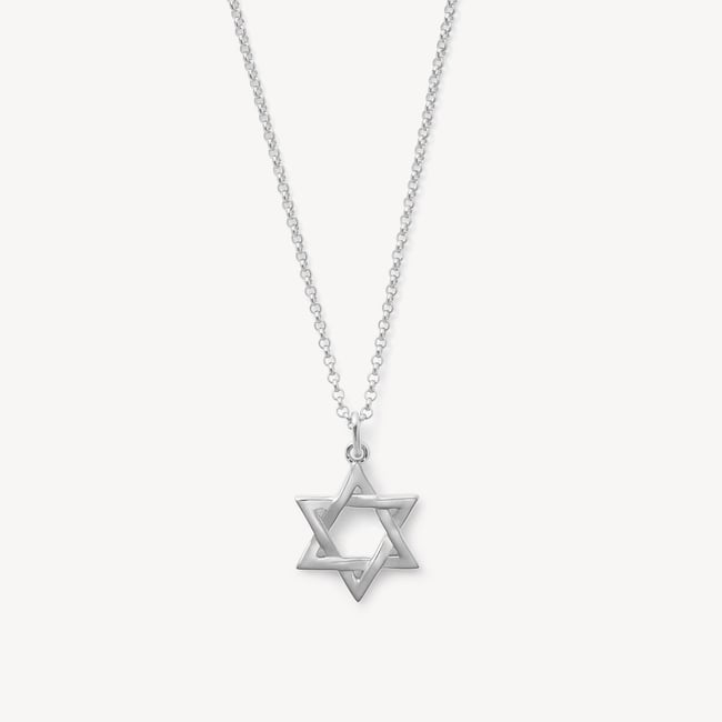Star of David Pendant Necklace Sterling Silver 925