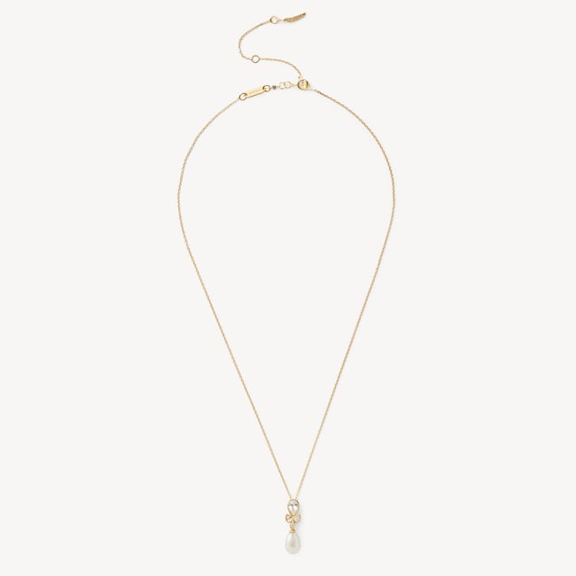Floral Necklace Freshwater Pearl, 0.02ct Diamond