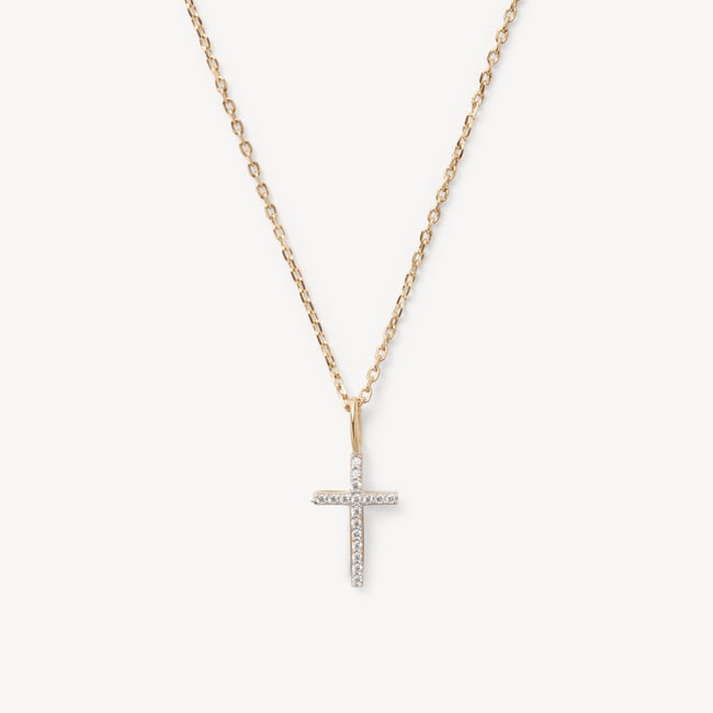 Diamond Cross Pendant Necklace 0.018ct Diamond