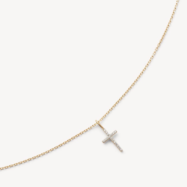 Diamond Cross Pendant Necklace 0.018ct Diamond
