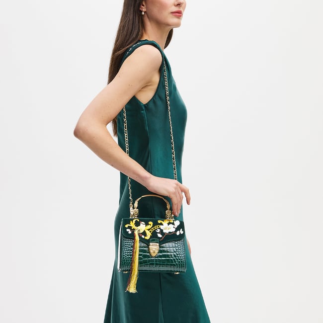 Midi Mayfair® Evergreen Velvet & Patent Croc