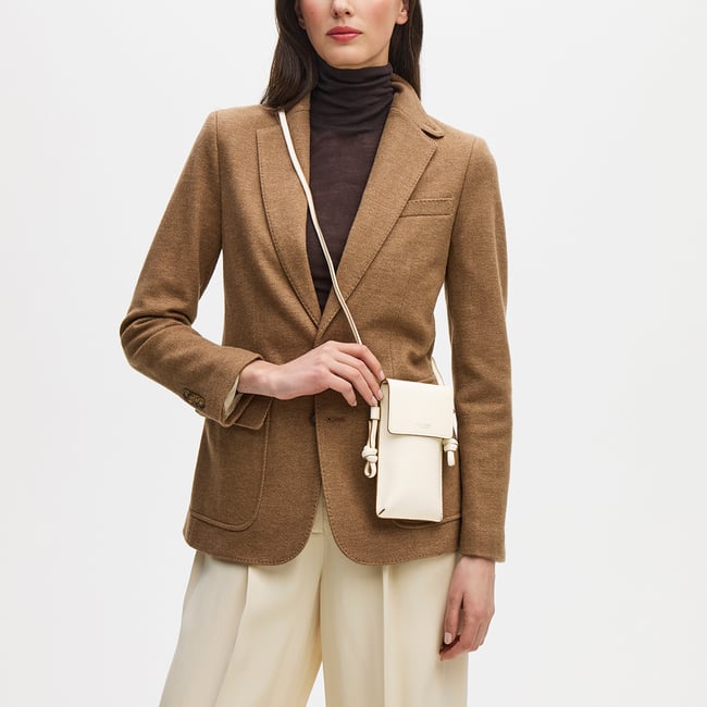 Ella Crossbody Phone Pouch Ivory Pebble