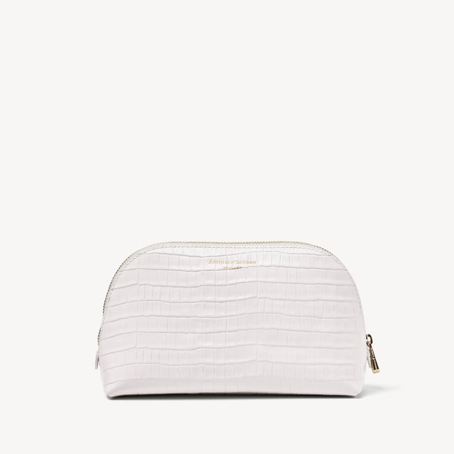Classic Makeup Case Deep Shine Chalk White Small Croc