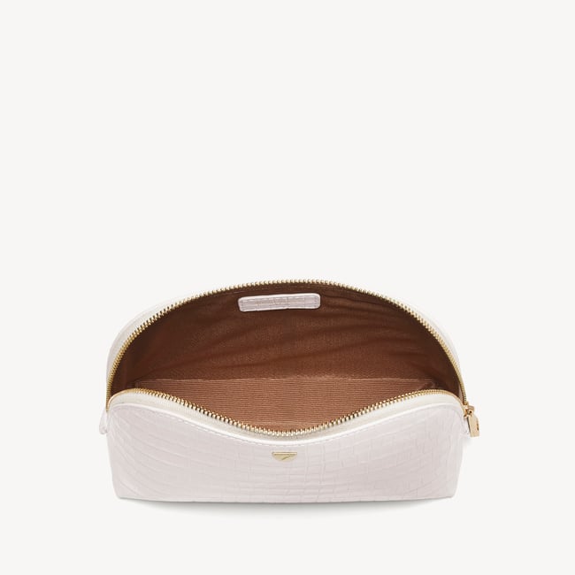Classic Makeup Case Deep Shine Chalk White Small Croc