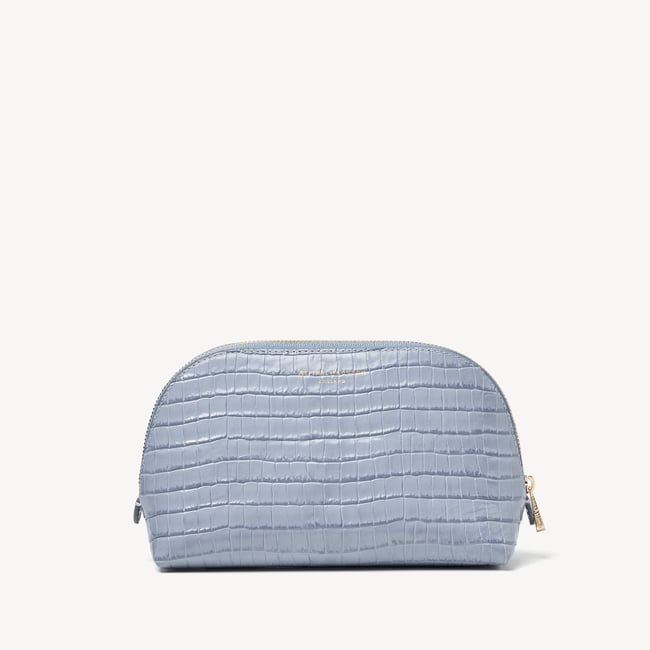 Classic Makeup Case Deep Shine Sky Blue Small Croc