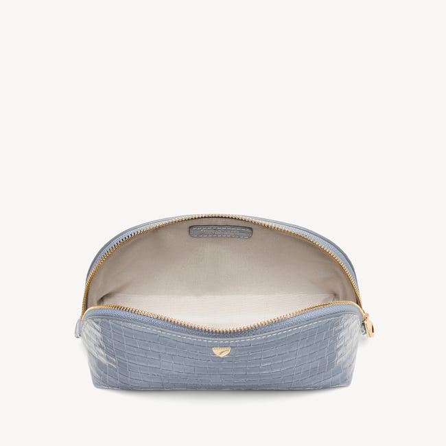 Classic Makeup Case Deep Shine Sky Blue Small Croc
