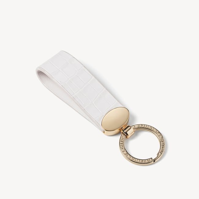 Oval Loop Keyring Deep Shine Chalk White Small Croc