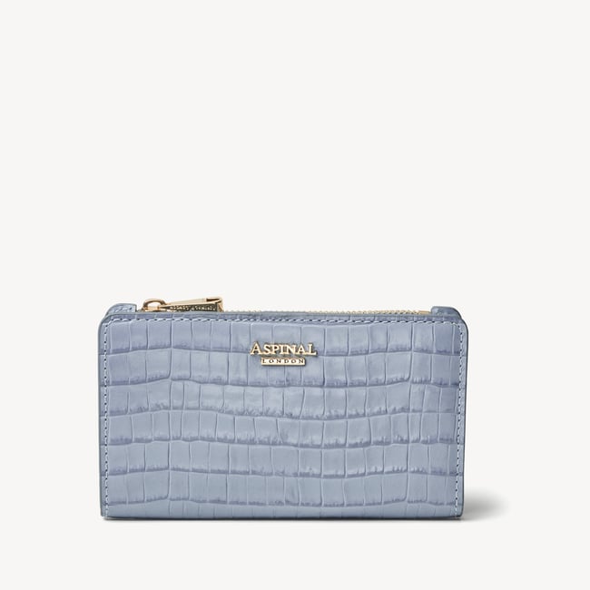 Mayfair® Coin & Card Wallet Deep Shine Sky Blue Small Croc