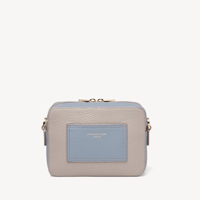Camera Crossbody Sky Blue, Grey & White Pebble
