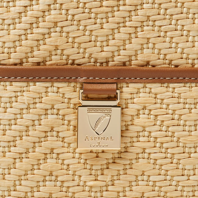 Henley Tote Natural Chevron Raffia & Smooth Tan