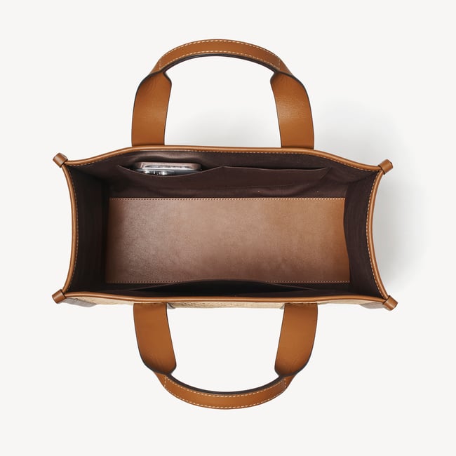 Henley Tote Natural Chevron Raffia & Smooth Tan
