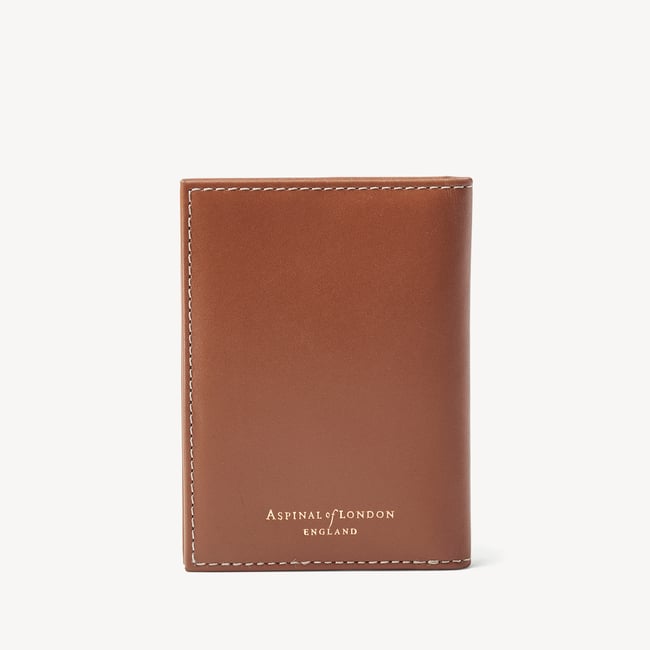 Double Fold Credit Card Holder Smooth Tan & Merlot