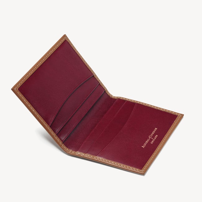Double Fold Credit Card Holder Smooth Tan & Merlot