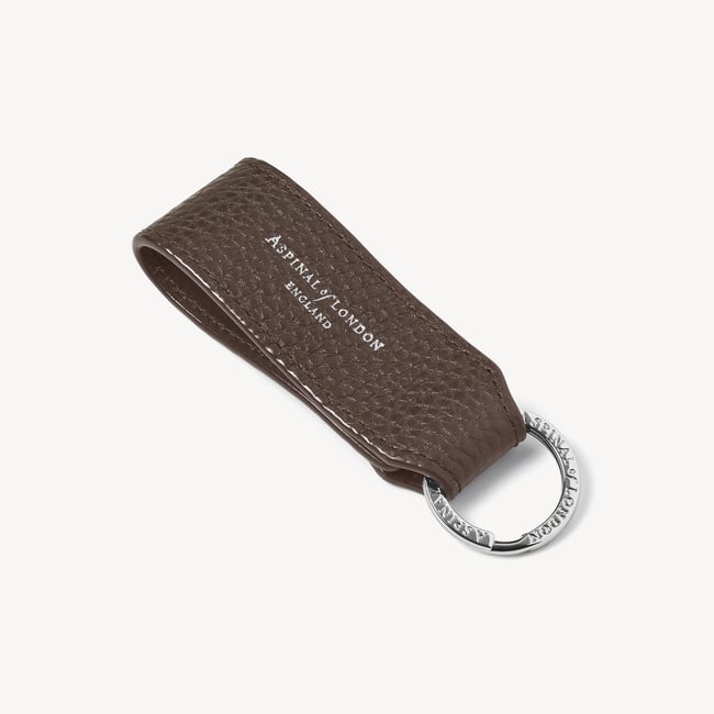 Small Leather Loop Keyring Chocolate Pebble