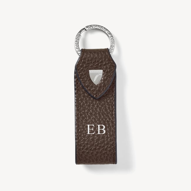 Small Leather Loop Keyring Chocolate Pebble