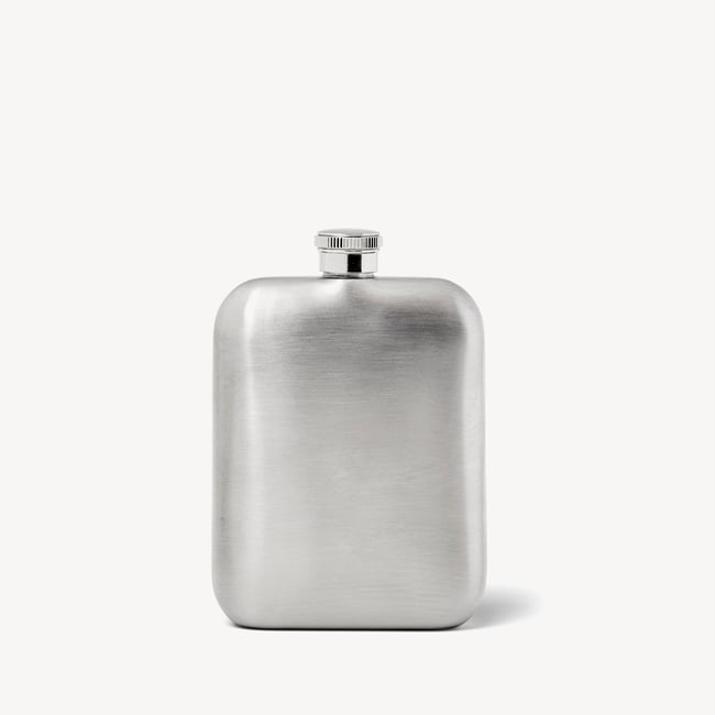 5oz Hip Flask with Leather Pouch Sky Blue Pebble