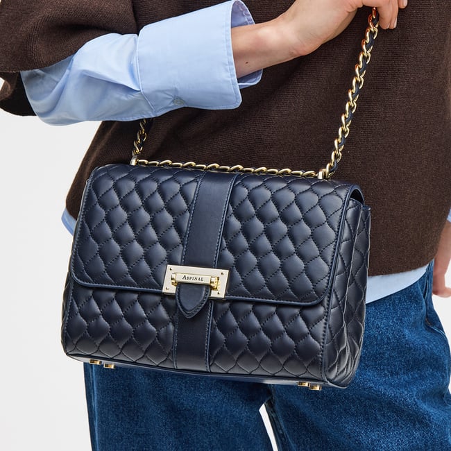 Large Lottie Navy Quilted Nappa