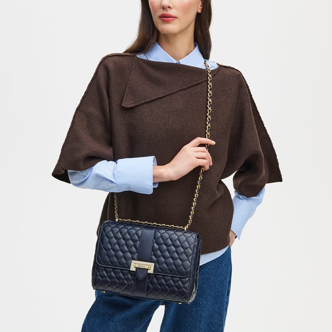 Large Lottie Navy Quilted Nappa