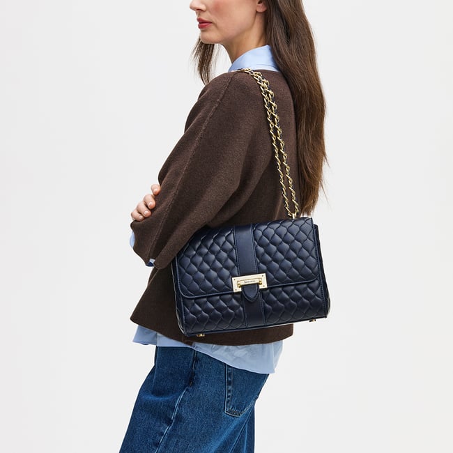 Large Lottie Navy Quilted Nappa