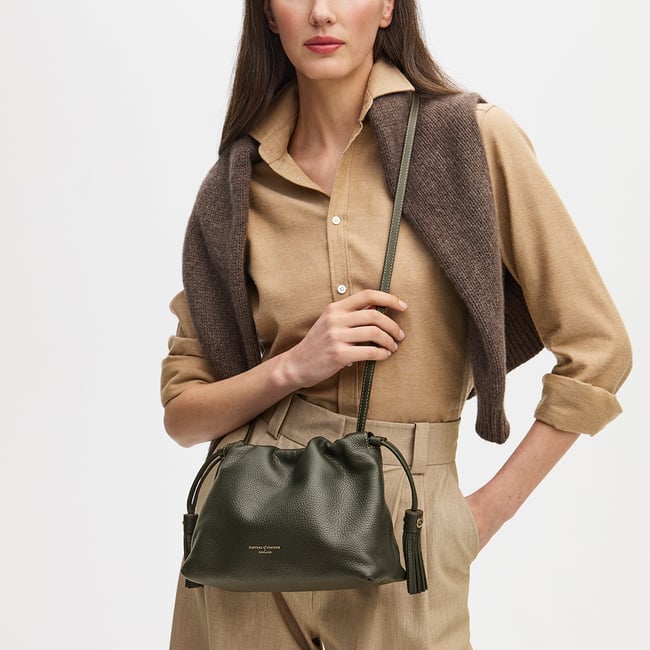 Soho Large Crossbody Pouch Forest Green Milled Pebble