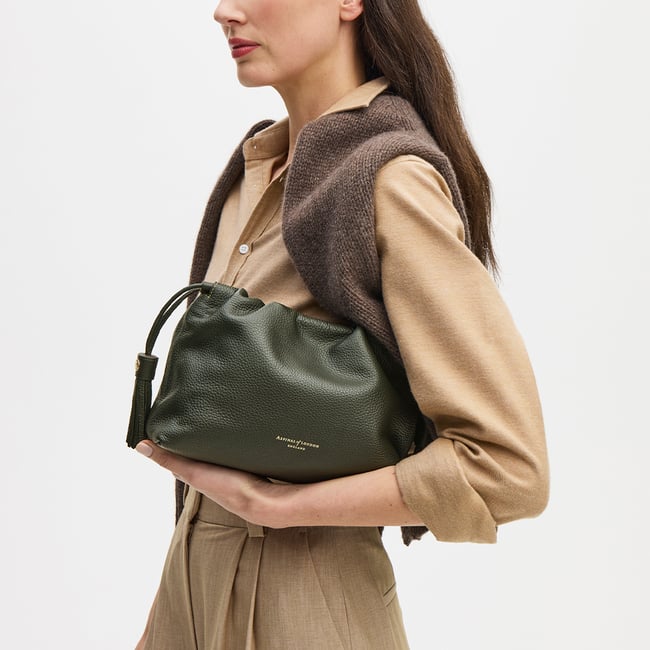Soho Large Crossbody Pouch Forest Green Milled Pebble