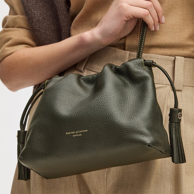 Soho Large Crossbody Pouch Forest Green Milled Pebble
