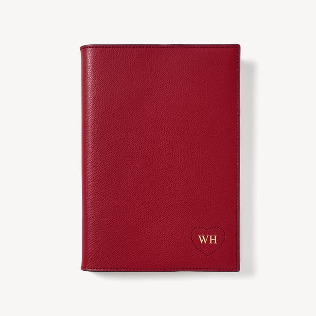 A5 Refillable Luxury Journal Heart Cherry Red Soft Saffiano with Soft Suede Lining
