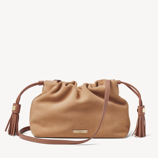Soho Large Crossbody Pouch Cappuccino Suede