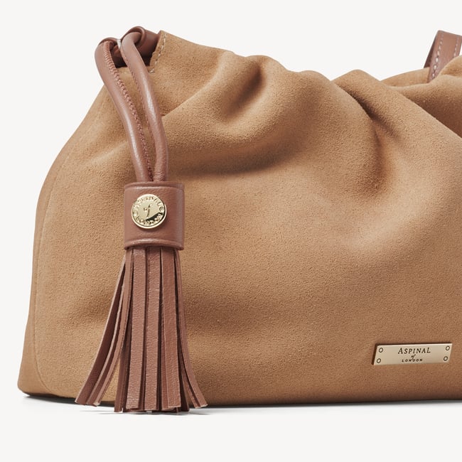 Soho Large Crossbody Pouch Cappuccino Suede