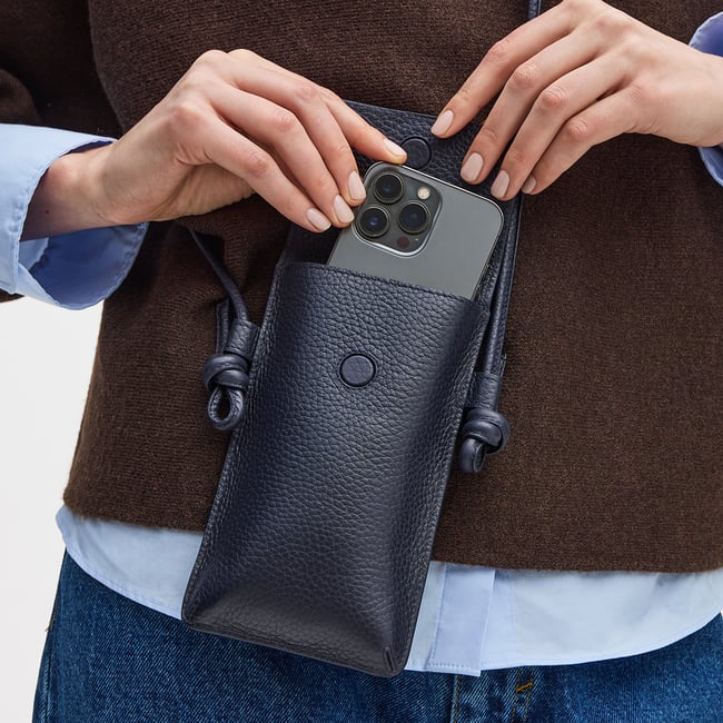 Ella Crossbody Phone Pouch Navy Pebble