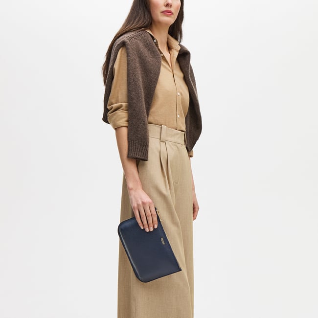Large Ella Pouch Navy Pebble