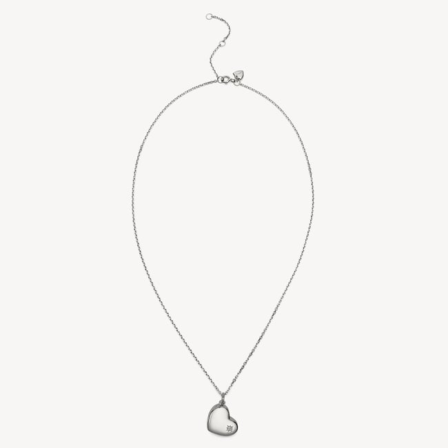 Star Set Heart Locket Necklace Sterling Silver 925