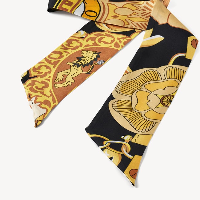 Skinny Silk Scarf Black Pure Silk