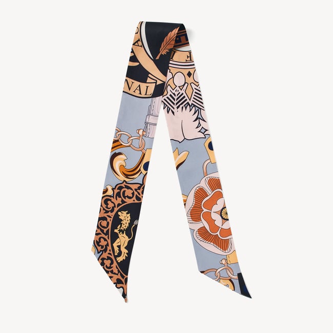 Skinny Silk Scarf Neutral Pure Silk