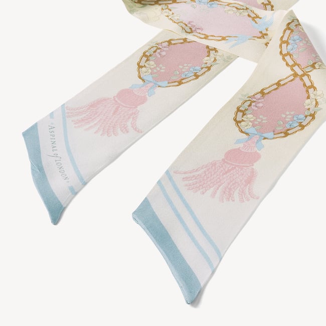 Mayfair Songbird Skinny Silk Scarf English Rose Pure Silk
