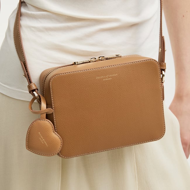 Puffy Heart Charm Caramel Soft Saffiano