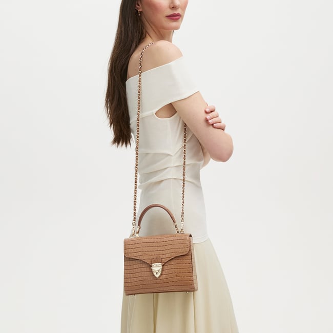 Midi Mayfair® Deep Shine Caramel Small Croc