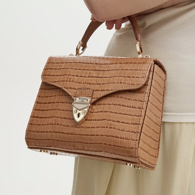 Midi Mayfair® Deep Shine Caramel Small Croc