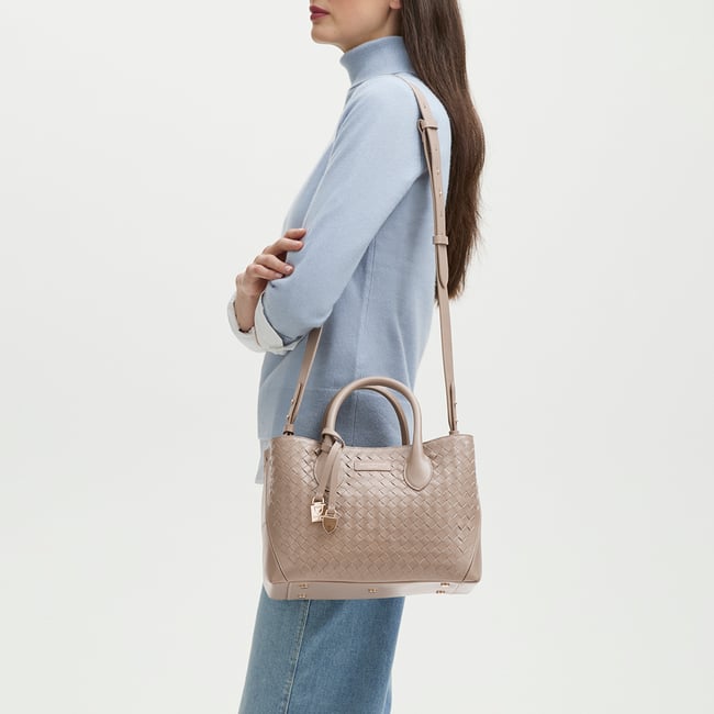 Midi London Tote Moleskin Woven Leather